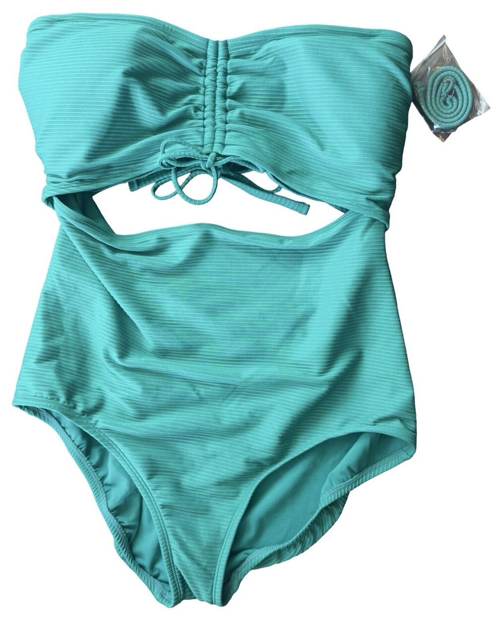 Time & Tru Teal Strapless Cutout One Piece Swimsuit 2XL‎ NWT
